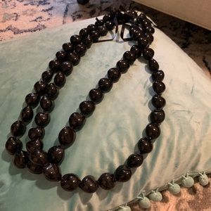 Hawaiian black bead necklace set of two